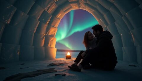 noche en iglu con auroras en suecia Viajar y Viajes